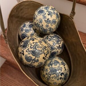 Decorative Blue and Cream Ceramic Balls